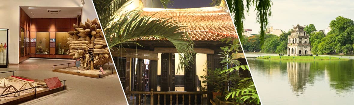 Da sinistra a destra sono Museo di Etnologia del Vietnam, Antica casa Ma May, Lago Hoan Kiem